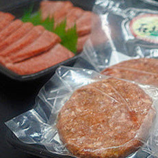 ≪特選≫ 石垣牛100% ハンバーグ (100g×3個) & ≪特選≫ 石垣牛 元卸のお任せ焼肉 (180g) セット I-17-1