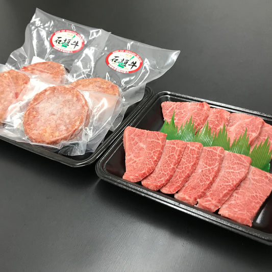 ≪特選≫ 石垣牛100% ハンバーグ (100g×3個) ＆ ≪特選≫ 石垣牛 元卸のお任せ焼肉 (180g) セット I-17-1